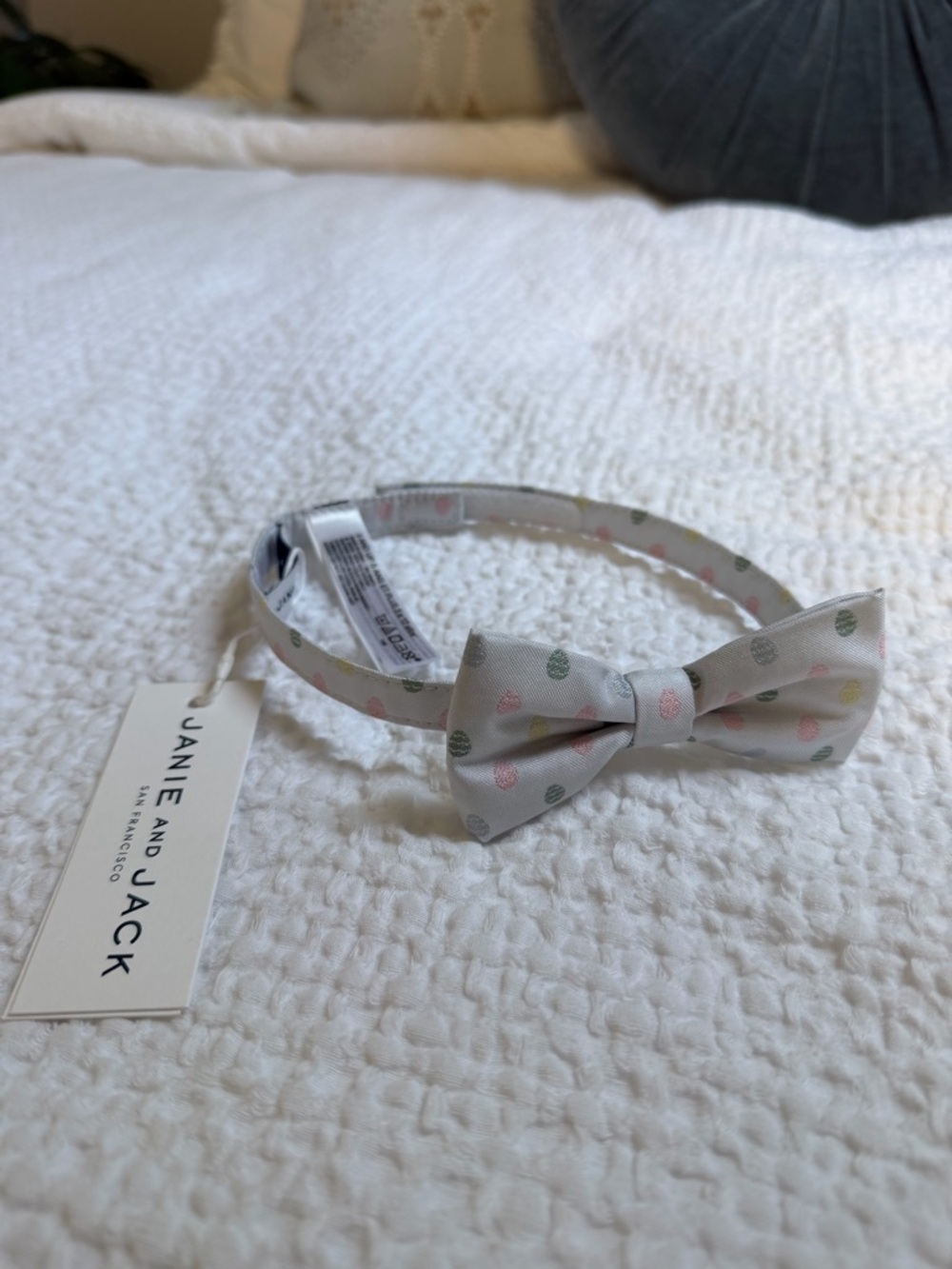 Janie and Jack Light Gray Bow tie with Easter egg pattern